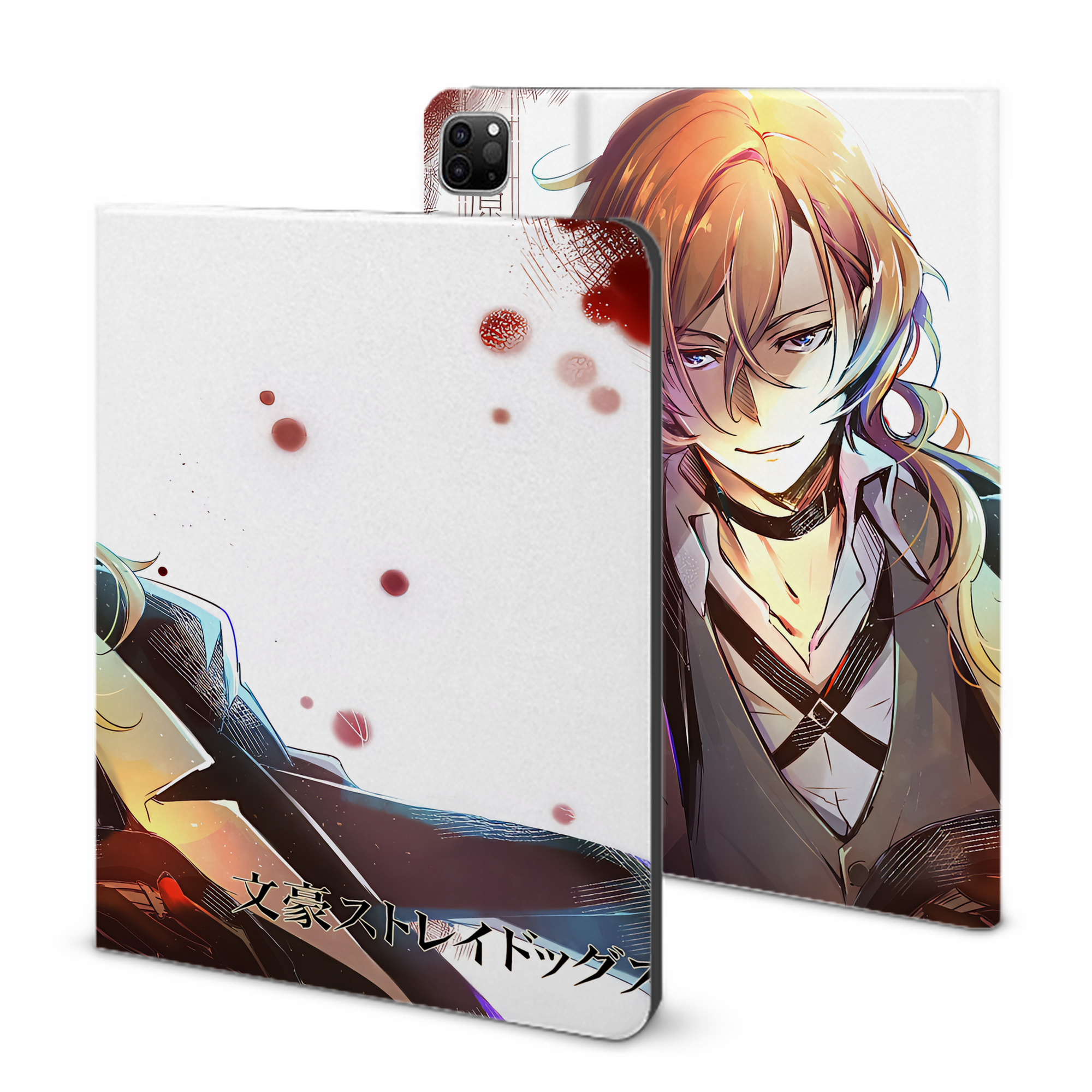 （画像用） 文豪ストレイドッグス Bungo Stray Dogs IPad ケース ブック型 PUレザー TPU 耐衝撃 軽量 薄型 ペン収納なし 全面保護 IPad 各モデル対応